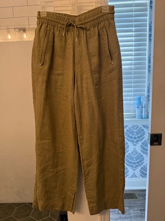 Athleta Retreat Linen Pants XS Olive Green - Picture 2 of 6
